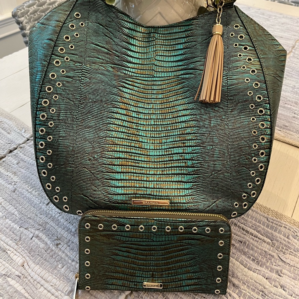 Brahmin Mariana Satchel with Matching Suri Wallet